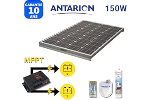 ANTARIONLUKRA PAN150W2BATMPPT - KIT Panneau Solaire pour Camping Car 150W ANTARION + RÉGULATEUR MPPT Double Batterie