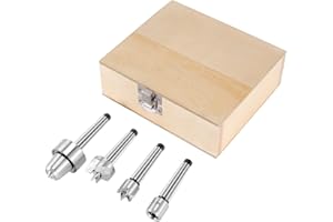 Wobekuy 4pcs MT1 Wood Lathe Center and Drive Spur Cup MT1 Arbor with Wooden Case