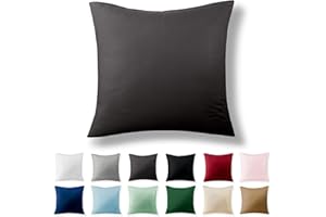 ‎ALREYA Alreya Renforcé Kissenbezug 80 x 80 cm - 100% Baumwolle mit YKK Reißverschluss, Superweicher Kopfkissenbezug 80x80, Kissenhülle, Anthrazit, nur Kissenbezug