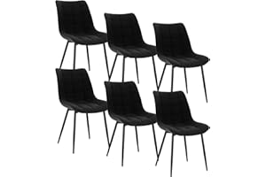 WOLTU 6 X Chaise de Salle à Manger Chaise Design Moderne Assise en Lin Bien rembourrée Cadre en métal,Noir BH206sz-6