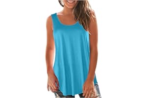 THESOSY Tank Top for Women Sleeveless Summer Tops Sale Clearance Ladies Solid Vest Cami Plain Basic Tops Blouse Crewneck Shirts Casual Loose Fit Blouse Tunic T Shirts Tees Swing Tank Tops Size 8-16