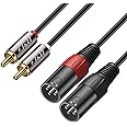 J&D 2 RCA to XLR Male Cable (1.8 Meter), Unbalanced Dual XLR to RCA Male Connection Cable for Speakers, Amplifiers, HiFi Stereo Audio Systems