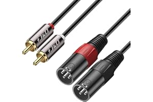 J&D Kabel 2 RCA do męskiego XLR, Niezrównoważony podwójny XLR do RCA męski kabel połączeniowy do głośnika, Wzmacniacze, HiFi stereofoniczne systemy audio, 1.8 metr