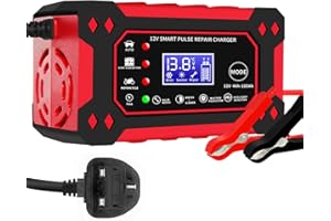 AIBEAU Car Battery Charger 12V 6-Amp Fully Automatic Smart Charger and Maintainer, Car Battery Repair and Desulfator for Cars Boat Motorcycle Lawn Mower RV ATV SUV Snowmobile