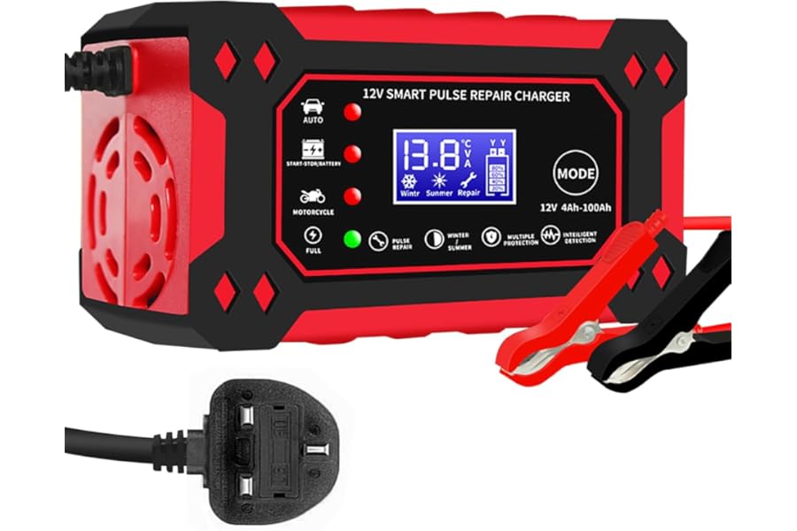 Car Battery Charger 12V 6-Amp Fully Automatic Smart Charger and Maintainer, Car Battery Repair and Desulfator for Cars Boat Motorcycle Lawn Mower RV ATV SUV Snowmobile
