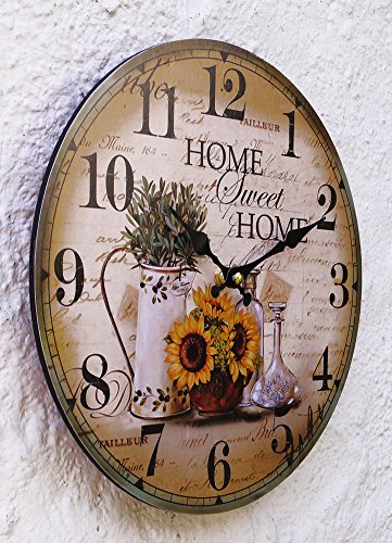 Lilienburg Wanduhr Vintage Küchenuhr Uhr grün braun gelb HOME - 2