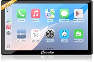 CARPURIDE W901 Pro Przenośny Carplay i Android Auto z Dula Bluetooth, 9-calowy ekran dotykowy 1080P, Mirror Link/GPS/Siri/FM