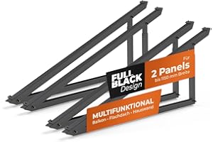Solarway Balkonkraftwerk Halterung für Solarpanel | Balkon, Geländer, Fassade und Flachdach Befestigung für 2 Solarmodule Halterung Set | Neigungswinkel 20-35° | Schwarz