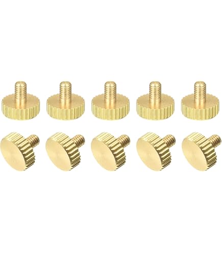 10 Pièces Vis Bouton Moleté M4x12mm En Laiton - Boulons Décoratifs Uxcell