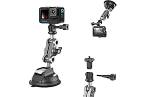XUNNIU Soporte de Ventosa para GoPro Hero 13/12/11, Accesorios Camara Deportiva de Coche, con rotación de 360°,Tornillo de 1/4 de Pulgada Compatible con Insta360 X5/X4, para dji Osmo Action/Pocket