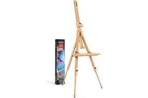 Arteza Cavalletto Pittura in Legno, 95 x 100 x 198,9 cm Espositore Legno Treppiede per Artisti, Supporto Regolabile per Tele, Raccordi in Acciaio, per Pittura e Mostra di Opere d'Arte