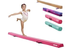 VEVOR Poutre Gymnastique Pliable pour Enfants, 2350 mm, Poutre d'équilibre antidérapante, Support Stable de 90,7 kg, équipement d'entraînement en Mousse EVA pour Maison, avec Sac de Transport, Rose