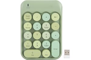 Yunseity Tastierino Numerico Meccanico, Tastiera Numerica Colorata Rotonda Carina Senza Fili, Tastierino Numerico PBT a 18 Tasti Colore Misto, per PC, Laptop, Notebook, Ecc.(Verde)