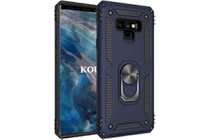KOUYI Cover per Samsung Galaxy Note 9, Custodia Antiurto Grado Militare 360° Girevole Regolabile Ring Armor Bumper TPU Case Magnetica Supporto Silicone Custodie per Samsung Galaxy Note 9 (Blu)