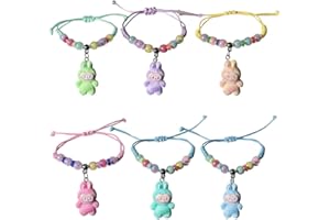AYVRUOP 6 Braccialetti Amicizia, Bambini e Bambina, Intrecciato Regolabile con Ciondolo a Forma di Labobo, Bomboniere per Feste di Compleanno per Bambine