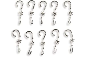 ‎RIFFELMACHER & WEINBERGER Riffelmacher 14384 - Aufhänger für Baumkugeln, 20 Stück im Beutel, S-Form mit Stern, Silber, Kugelaufhänger aus Kunststoff, Weihnachtsbaum, Dekoration, Weihnachten