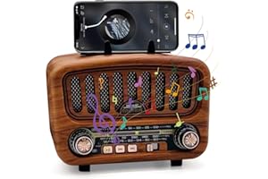 FOUVIN Retro Radio mit Bluetooth, AM/FM/SW Retro Radio mit Bluetooth 5.0, Unterstützt USB/TF/AUX Funktion, mit großem 5-W-Lautsprecher (Braun)