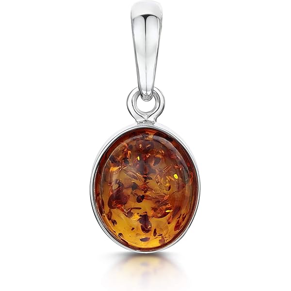 Pendentif En Argent 925 Avec Boule D'ambre Véritable - Bijou élégant Et Intemporel - Idée Cadeau Parfaite Pour Elle