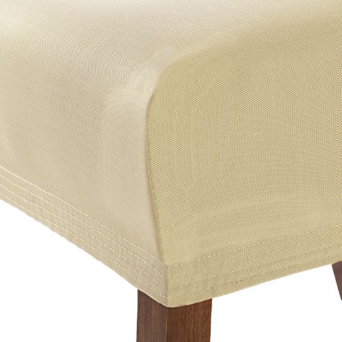 SCHEFFLER-HOME Marie wasserabweisende Stuhlhusse, Stretch-Stuhlbezug mit Lotus Effekt, Fleckschutz, elastische moderne Husse, Dekoration Stuhl-Abdeckung aus Elastik-Stoff mit Gummiband für universelle Passform, bi-elastic Spannbezug, mit Sitzhöhe bis 17-19 cm – Creme - 3