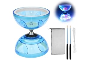 KQWVZ Diabolo Freiläufer mit Kugellager Dreifache Lagerung Set, 4,5mm DiaboloLeuchtend im Dunkeln, Diabolo Jonglier Set für Kinder & Erwachsene und Anfänger Profis,Freilauf Zirkus Jonglierspielzeug
