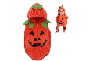 TMOYJPX Disfraz Halloween Bebe Niña Niño Calabaza Cremallera Monos/Sudadera con Capucha, Disfraces Halloween Niñas Recien Nacido