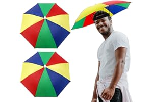 VINFUTUR 2 Stücke Regenschirmhut Mini Regenschirmmütze Faltbarer Sonnenschirmhut Hutschirm Sonnenschutz Kopfbedeckung Scherzartikel für Cosplay Karneval Festival Outdoor Strand - Einheitsgröße
