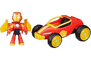 Iron Man and His Awesome Friends Marvel Iron Speedster Action Figure & Vehicle, 2-in-1 Playset with Collectible Figure, Toy Car and Flexible Accessory for Children from 3 Years