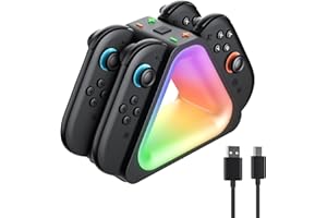 JORREP Station d'accueil pour Nintendo Switch 2,Station Charge pour Manette pour Nintendo Switch 2 avec écran LED/éclairage RVB/câble de Recharge USB Type-C,Charging Dock for Switch 2 (B)