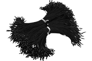 HEAVENLIFE 1000 Piezas Cuerda de Etiquetas Colgantes, Etiquetas de Precios de Ropa, Etiqueta de Marca Cordón, String for Hang Tags con Cierre de Presión para Pegar Equipaje Productos Joyas, 19,5 cm (negro)
