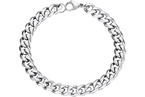 PROSTEEL Mens Cuban Chain Bracelet Silver, 3/6/9/12MM Width, 19/21CM Length, Strong 316L Stainless Steel (Send Gift Box)