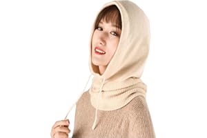 Yekeyi Cagoule d'hiver tricotée en cachemire - Masque de ski - Bonnet d'extérieur pour femme