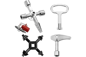 HKQP Chiave a Croce Universale 4 Pezzi, Chiave Quadrata,Contatore Piazza Chiave Triangolare Metallo,Chiave Rubinetto Chiave per Rubinetti per Contatori Acqua Elettricità, Radiatori, Contatori Gas ecc