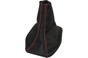 AERZETIX: Cuffia leva cambio in pelle sintetica nero con cuciture rosso