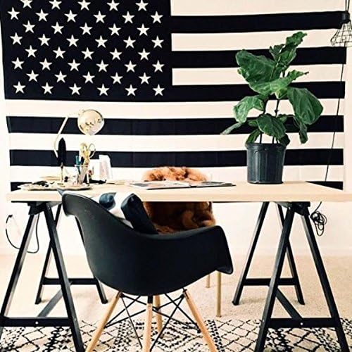 WORLD WIDE KART Twin Black &amp; White American Flag Tapestry Bohemian Wall Hanging Hippie Dorm Home Decor Blanket Boho Picnic Throw Wall Decor Single Bedspread USA Flag National United States