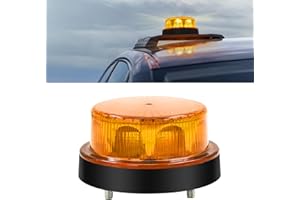 BIQING Biqiure 1PC Gyrophare LED Orange,12V 24V Gyrophare LED Vehicule Agricole Rond Flash Stroboscopique d’avertissement Clignotant 2 Modes Pour Voiture Véhicule Camion Remorque Van