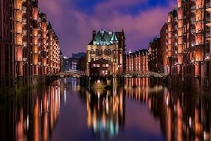 BLUEMEX Diamond Painting Bild, Hamburg, Speicherstadt, eckige Steine, ca. 100x67cm, 120 Farben, Vollbild