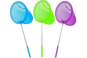 NZDFH Kescher Pool Kescher mit Teleskopstange, Keine Installation Erforderlich, mit Stab 66cm Langer Aluminiumstange für Pool, Außenbereich, Gartenteich, Springbrunnen(Lila+Grün+Blau)