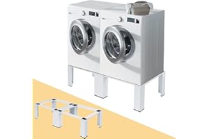 ‎VRIETINA Stabiles Doppel Untergestell 2 Fach, Rutschfest Waschmaschinensockel aus Metall, Doppel-Podest Erhöhung Unterschrank bis 2x150kg, Unterbau für Waschmaschinen Trockner (126x54.5cm)
