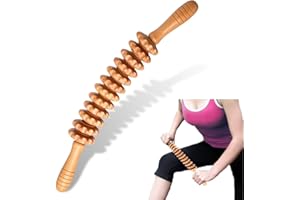 kinoco Curved Wood Therapy Massage Roller Tools,Lymphatic Drainage, Cellulite Massage & Wooden Muscle Roller Stick for Waist and Thigh, Stomach Rolling Massager Tool