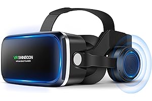 FIYAPOO Gafas VR 3D con Auriculares - Gafas Realidad Virtual de Niños para Películas y Juegos, Compatible con Teléfonos Android y iPhone de 4,7 a 6,6 Pulgadas, Niños.