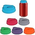 JINGEGECOME Silicone Can Lids, 6 Pack BPA-Free Reusable Can Toppers, Soda Can Covers, Multicolor, Snap Closure, Round Shape, Dishwasher & Microwave Safe, Perfect for Outdoor Activities