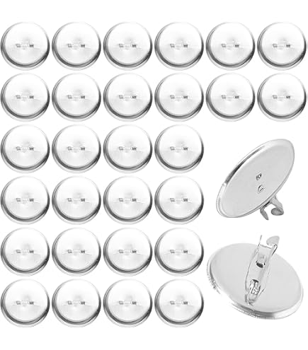UNICRAFTALE Kit 16 Broches Rondes 30mm Acier Inox + Cabochons Verre – DIY Badge Épingle Artisanat