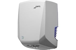 Jofel - Sèche-mains optique haute performance (505 Km/h) Faible consommation électrique 1200W, sèche-mains automatique. Rapide 10sec. Modèle Power+ ABS Heavy Duty, AA56300 Argent