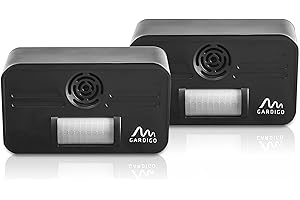 GARDIGO® Odstraszacz kotów – zestaw 2 sztuk, ultradźwiękowy odstraszacz kotów 55 kHz, kąt wykrywania 70°, zasięg 7 m, ultradźwiękowy odstraszacz zwierząt przeciwko kotom | idealny dla właścicieli psów