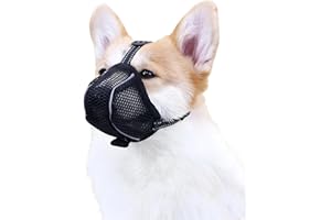 VZU Maulkorb für Hunde, Atmungsaktiv, Reflektierend, Verstellbarer Hundemaulkorb für Kleine Mittelgroße und Große, Verhindert Kauen, Fressen, Beißen, Mesh Haustiermaske(Schwarz, M) (M)