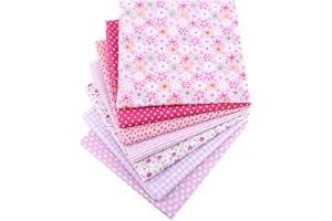 LPAMABA 7 PCS Tissus Coton 50 * 75cm Imprimé pour Couture, Patchwork, Bricolage, Sacs, Vêtements, Nappes - Rose
