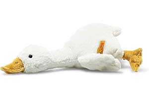 Steiff Gilda Gans weiß 26 cm, Soft Cuddly Friends, Kuscheltier Bauernhof Gans, Flauschiges Stofftier zum Spielen & Kuscheln, aus kuschelweichem Plüsch für babysanfte Haut, waschmaschinenfest