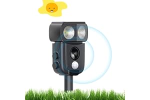 YC360 Repelente de Gatos, ahuyentador de pájaros, disuasión Solar ultrasónico, Parada de Animales, Gatos, Ratas, Perros, pájaros, Zorros y Otros, Repelente al Aire Libre para Animales con LED Intermitentes