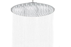 COACOM Okrągła słuchawka prysznicowa z stali nierdzewnej, regulowana 360°, samoczyszcząca się, wodoszczelna głowica prysznicowa (20 cm), 1 sztuka