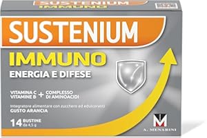 Sustenium Immuno - Integratore alimentare a base di Vitamine del gruppo B, C, Zinco e aminoacidi specifici. Per Energia e Difese immunitarie. Confezione da 14 bustine